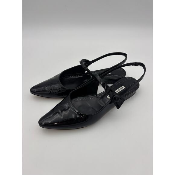 Manolo Blahnik Didion Flat Slingback Mary Jane Black Patent Leather Size 39 / 9 - Picture 1 of 15